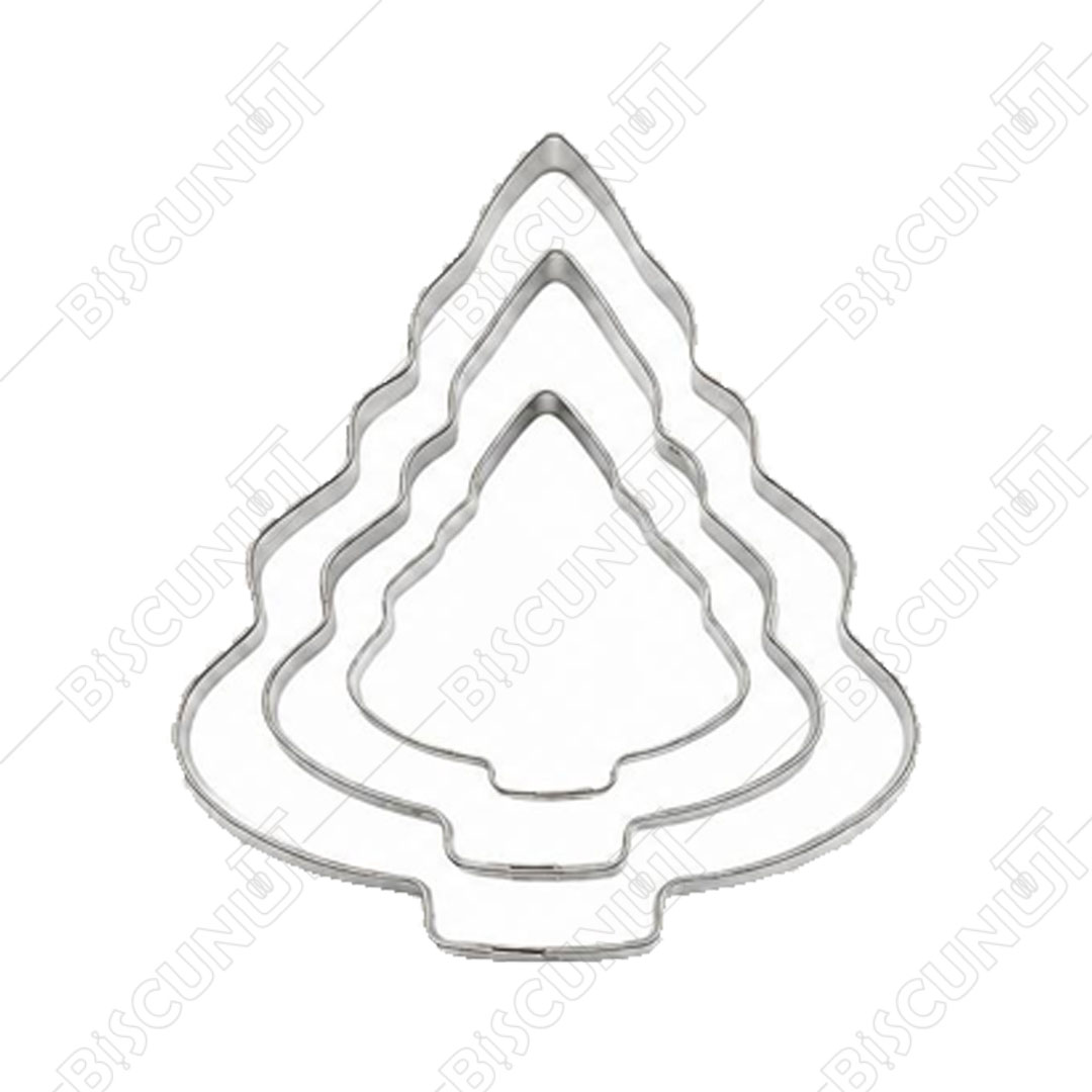 کاتر استیل کنگره دار طرح کاج (3 عددی)